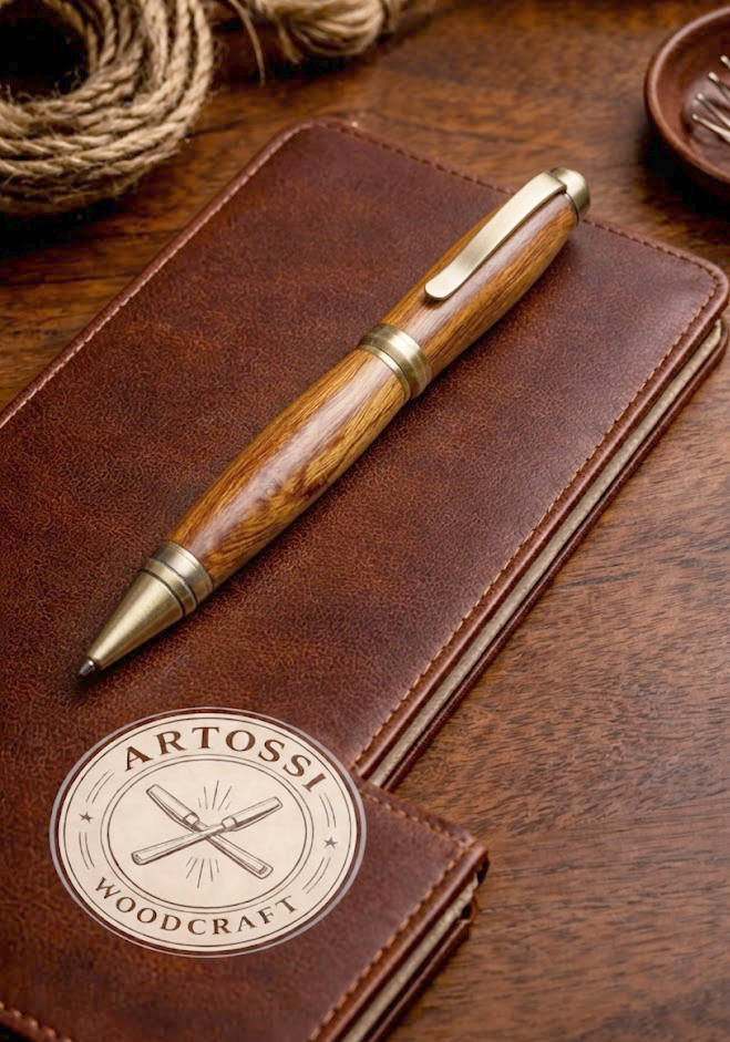 Handgefertigter Kugelschreiber aus Wüsteneichenholz – Unikat