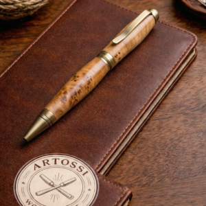 Handgefertigter Kugelschreiber aus heller Tuja – Unikat