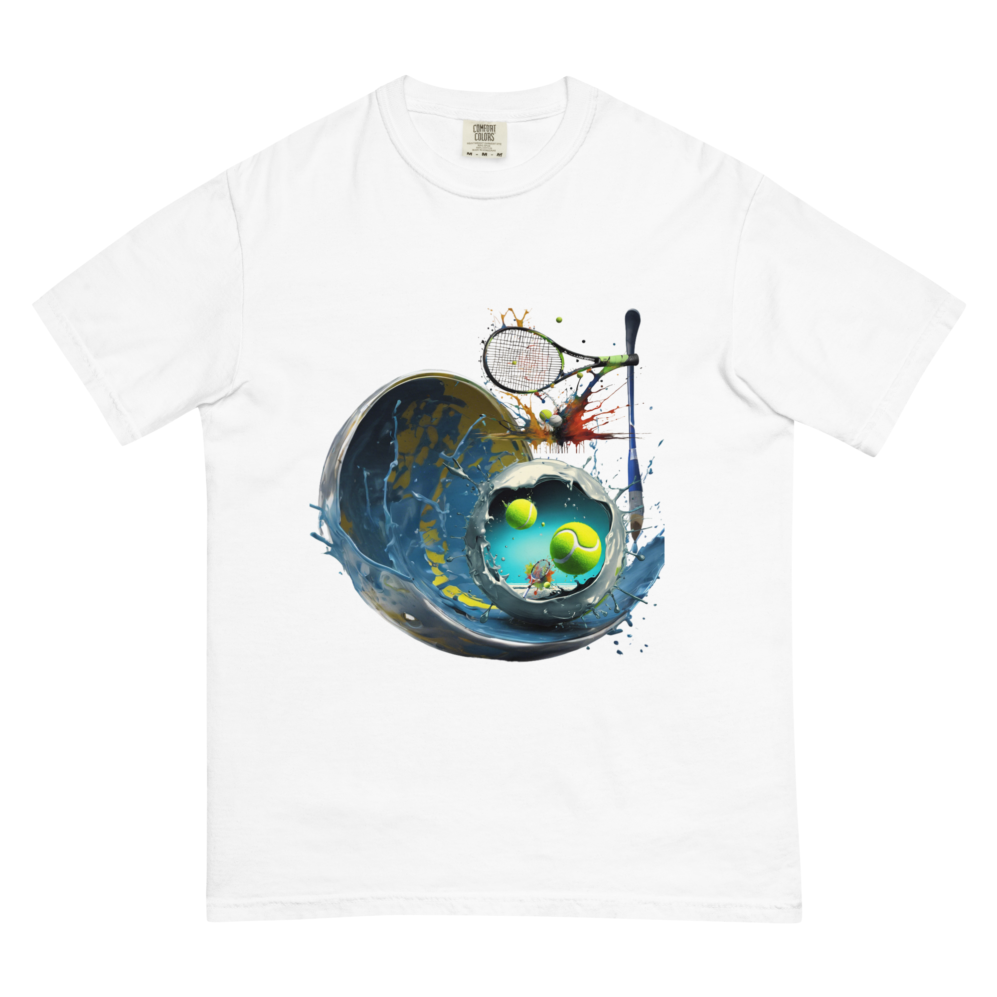 Schweres textilgefärbtes Unisex-T-Shirt Tennis Surreal