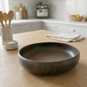 Handgedrechselte Nussbaum-Schale 18 cm – edle Holzschale aus dunklem Walnussholz – Unikat aus Handarbeit