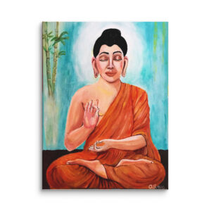 Meditierender Buddha – Leinwanddruck nach Originalgemälde von Oswald Schlipf – Spirituelle Wandkunst für Yoga, Meditation und ruhige Wohnräume