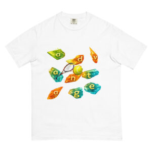 Tennis T-Shirt „Advantage“ – Künstlerisches Tennisdesign mit Ball und Schläger | Unisex Shirt
